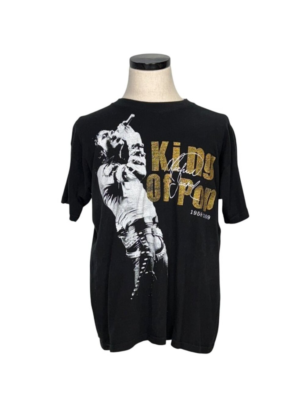 Michael Jackson King Of Pop Graphic Tee Black L 100% Cotton Saad Collection